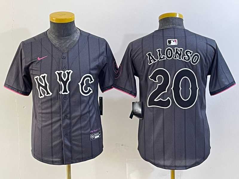 Youth New York Mets #20 Pete Alonso Grey 2024 City Connect Cool Base Stitched Jersey->mlb youth jerseys->MLB Jersey